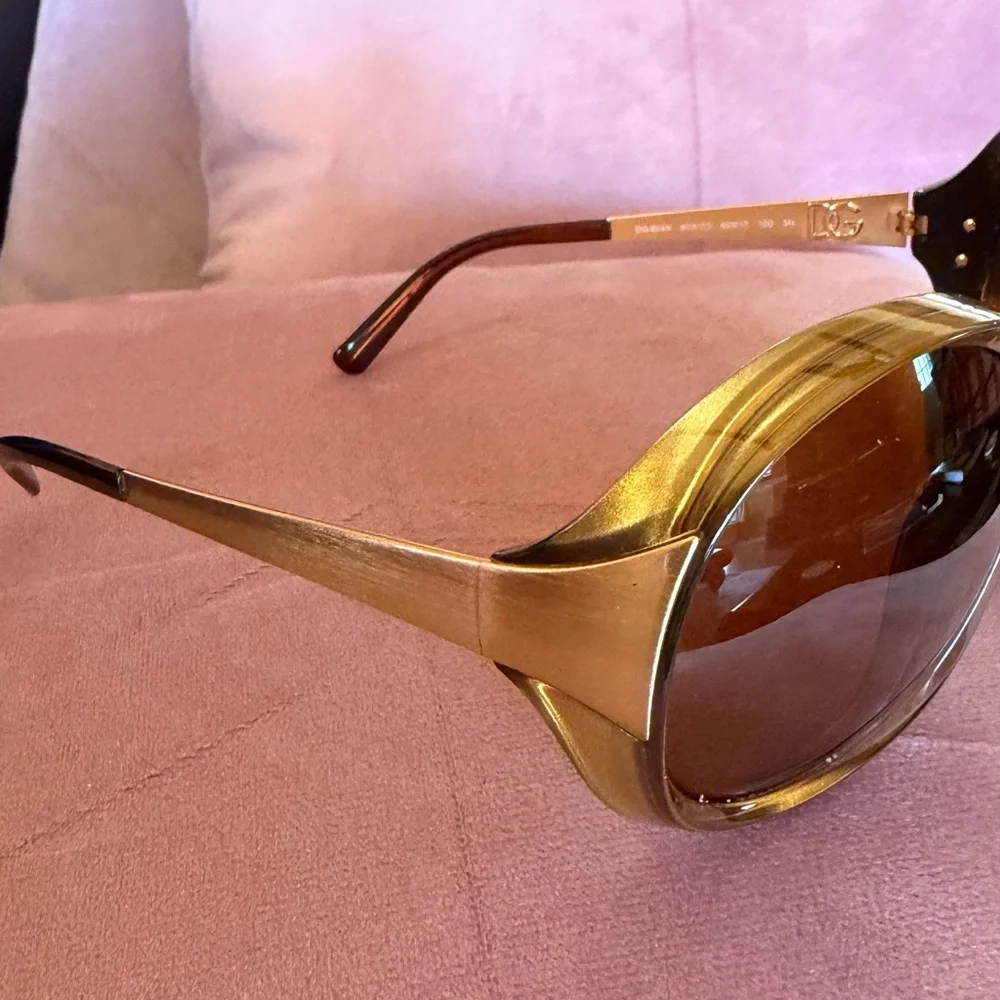 DOLCE & GABANNA Oversized Amber/Brown Women's Sunglasses - Picture 2 of 8